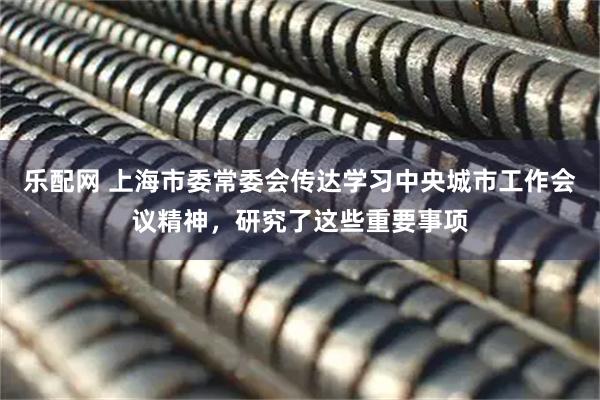 乐配网 上海市委常委会传达学习中央城市工作会议精神，研究了这些重要事项