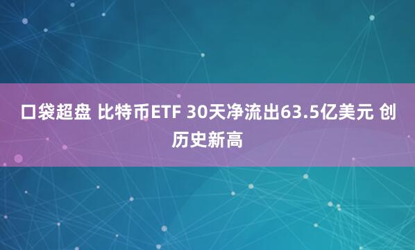 口袋超盘 比特币ETF 30天净流出63.5亿美元 创历史新高