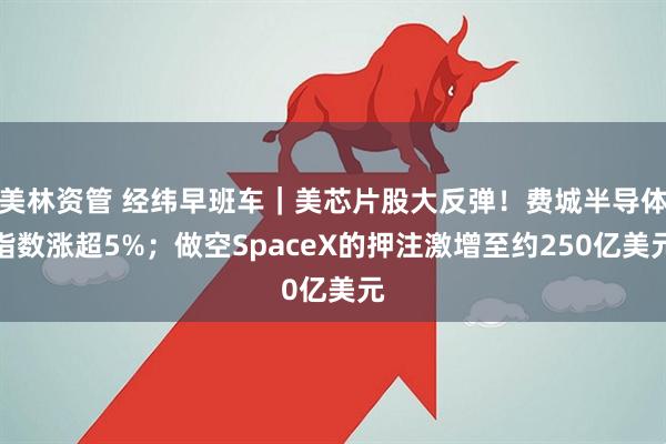 美林资管 经纬早班车｜美芯片股大反弹！费城半导体指数涨超5%；做空SpaceX的押注激增至约250亿美元